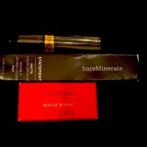 NIB Bundle of 3 Shiseido Rouge Rouge, BareMinerals